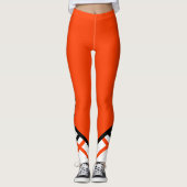 Orangen, Weiß und Schwarzer Chef Leggings (Vorderseite)