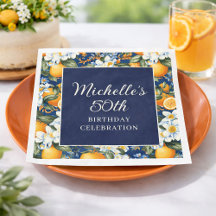 Orangen Weiße Blumen Marineblau Geburtstags-Willko