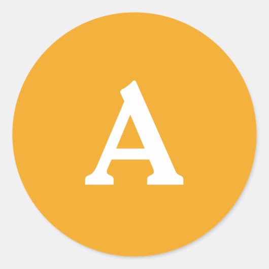 Orangen-weiße Personalisierte Monogramm-Umschlag A Runder Aufkleber (Vorderseite)