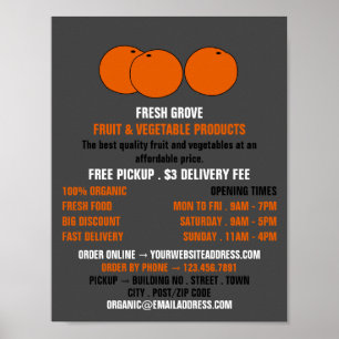 Orangen, Werbung für Lebensmittelhändler Poster