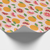 Orangen Zitronenmuster hellrosa Geschenkpapier (Ecke)