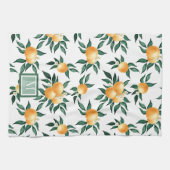 Orangen-Zitrus-Aquarell-Monogramm-Name  Geschirrtuch (Horizontal)