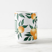 Orangen-Zitrus-Aquarell-Monogramm-Name Kaffeetasse (Mittel)