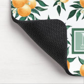 Orangen-Zitrus-Aquarell-Monogramm-Name Mousepad (Ecke)