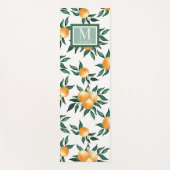 Orangen-Zitrus-Aquarell-Monogramm-Name Yogamatte (Vorderseite)