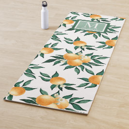 Orangen-Zitrus-Aquarell-Monogramm-Name Yogamatte