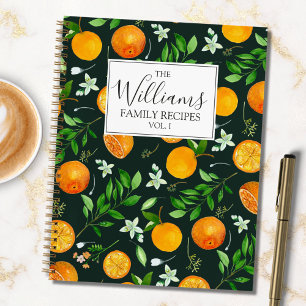 Orangen-Zitrus-Sommer-Blumen-Botanik-Rezeptbuch Notizblock