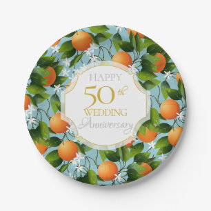 Orangen-Zitrusfrucht-BlumenParty Pappteller