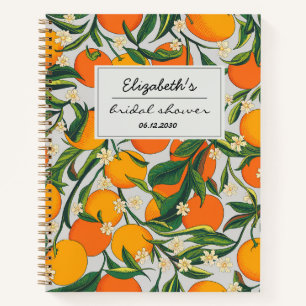 Orangen Zitrusfrucht Florales Muster Brautparty Notizblock