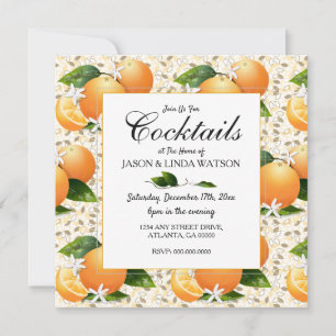 Orangen Zitrusfrüchte Blumencocktail Party Einladu Einladung
