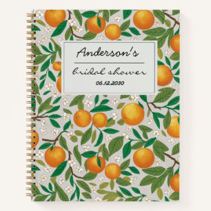 Orangen Zitrusfrüchte Blumenmuster Brautparty Notizblock