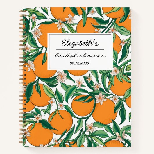 Orangen Zitrusfrüchte Blumenmuster Brautparty Notizblock (Vorderseite)