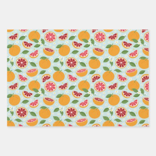 Orangen Zitrusfrüchte Geschenkpapier Set (Vorderseite 3)