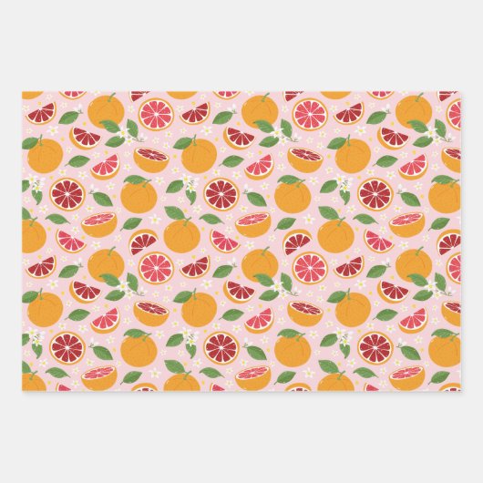 Orangen Zitrusfrüchte Geschenkpapier Set (Vorderseite)