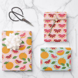 Orangen Zitrusfrüchte Geschenkpapier Set