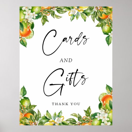 Orangen Zitrusfrüchte Karten und Zeichen für Gesch Poster (Vorne)