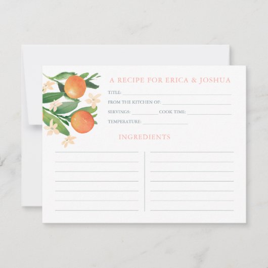 Orangen Zitrusfrüchte Matching Brautparty Rebrezep Einladung (Vorderseite)