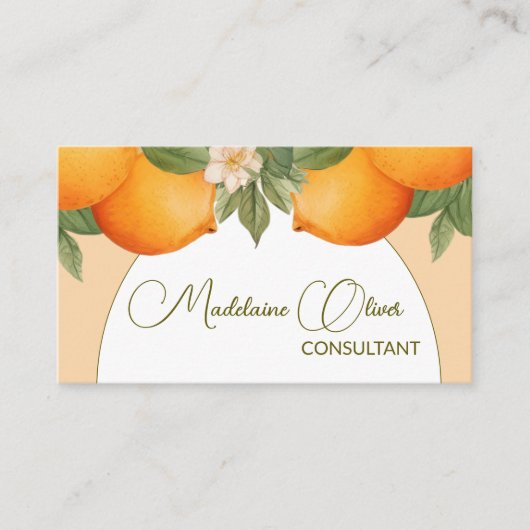 Orangen Zitrusfrüchte Moderne Wasserfarbe QR Code Visitenkarte (Vorderseite)