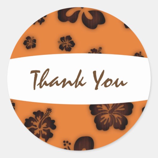 Orangenaufkleber und Blume aus Holz und Retro Runder Aufkleber (Vorderseite)