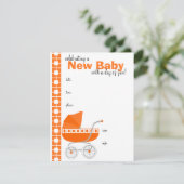 Orangenbaby-Buggy Einladung (Stehend Vorderseite)
