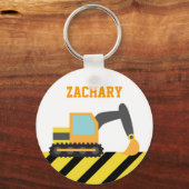 Orangenbagger, Baufahrzeuge, für Kinder Schlüsselanhänger (Vorderseite)