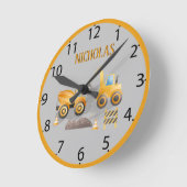 Orangenbagger für Kinder pro Jahr Runde Wanduhr (Winkel)