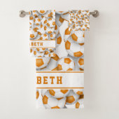 Orangenbälle Muster Athleten Namen Badhandtuch Set (Insitu)