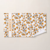 Orangenbälle Muster Athleten Namen Badhandtuch Set (Handtuch)