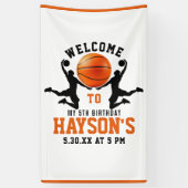 Orangenbasketball Boy 5. Geburtstagsparty Banner (Vertikal)