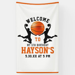 Orangenbasketball Boy 5. Geburtstagsparty Banner