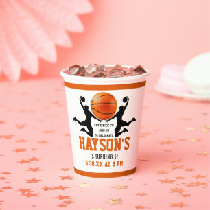 Orangenbasketball Boy 5. Geburtstagsparty Pappbecher