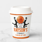Orangenbasketball Boy 5. Geburtstagsparty Pappbecher (Vorderseite)