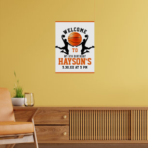 Orangenbasketball Boy 5. Geburtstagsparty Poster