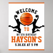 Orangenbasketball Boy 5. Geburtstagsparty Poster (Vorne)