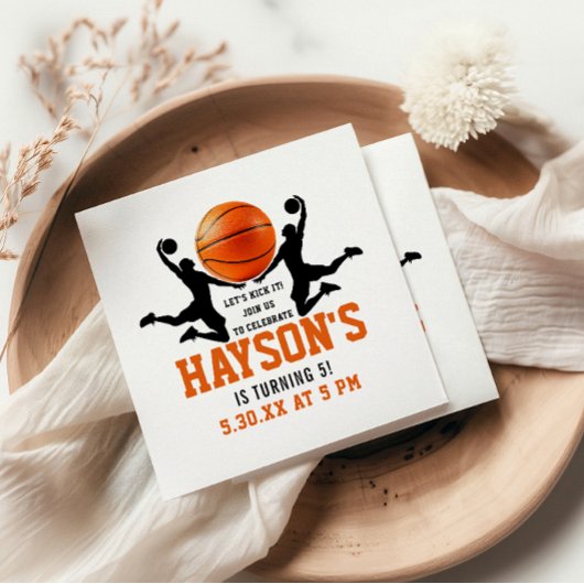 Orangenbasketball Boy 5. Geburtstagsparty Serviette