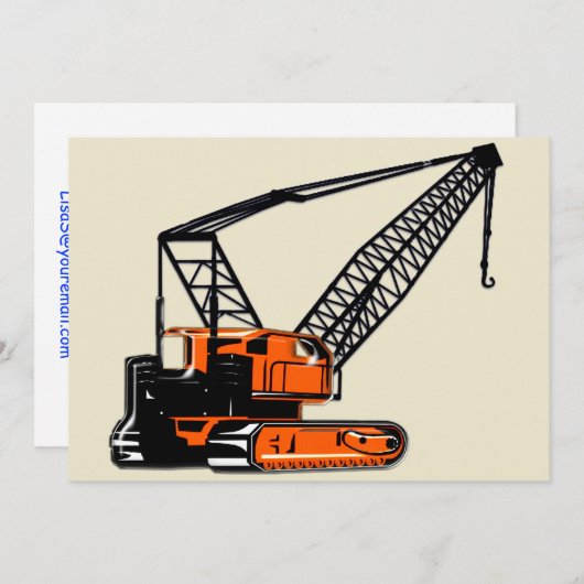 Orangenbaukran Einladung (Vorne/Hinten)