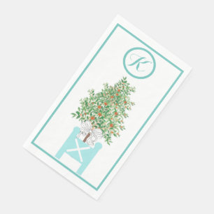 Orangenbaum-Topiarie-Chinoiserie-Papier-Gästetuch Serviette