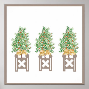 Orangenbaum-Topiary Beige Chinoiserie-Kunstprint  Poster