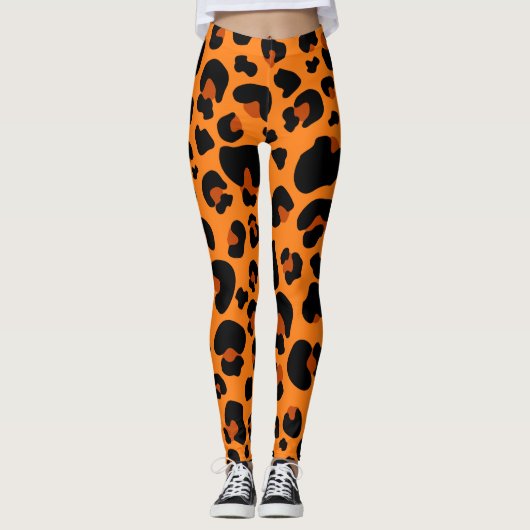 Orangenblättriges Muster Leggings (Vorderseite)