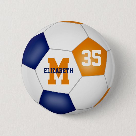 Orangenblaue Mädchen Jungs Fußballmannschaft Farbe Button (Vorderseite)