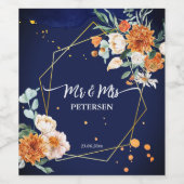 Orangenblaue Salbei-Blume, blau personalisiert Weinetikett (Einzelnes Label)