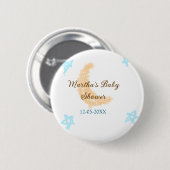 Orangenblaue Sterne Glitzer Babydusche Funkeln Button (Vorne & Hinten)