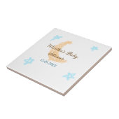 Orangenblaue Sterne Glitzer Babydusche Funkeln Fliese (Seite)