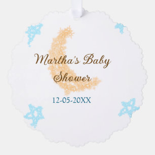 Orangenblaue Sterne Glitzer Babydusche Funkeln Ornament Karte