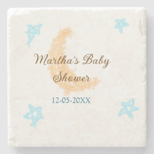 Orangenblaue Sterne Glitzer Babydusche Funkeln Steinuntersetzer