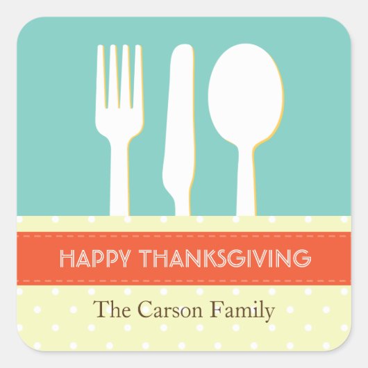 Orangenblauer Erntedank mit Unterstellplatz Quadratischer Aufkleber (Vorderseite)