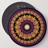 Orangenblauer Mandala-Ornament aus sonniges Frakta Button (Vorne & Hinten)