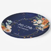 Orangenblauer Salbei Blume marineblauer individuel Pappteller (Schrägansicht)