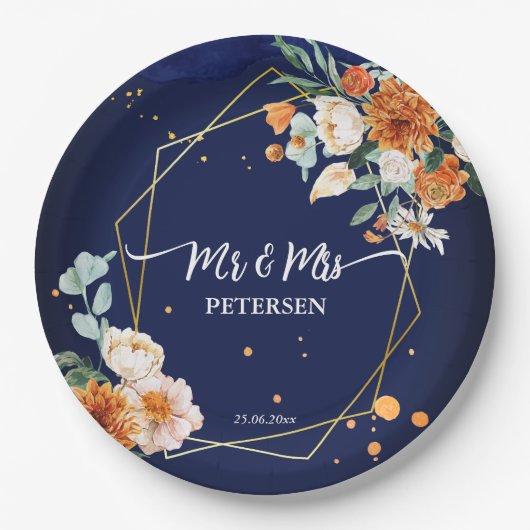 Orangenblauer Salbei Blume marineblauer individuel Pappteller (Vorderseite)