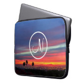 Orangenblauer Sonnenuntergang Foto kundenspezifisc Laptopschutzhülle (Vorderseite Links)